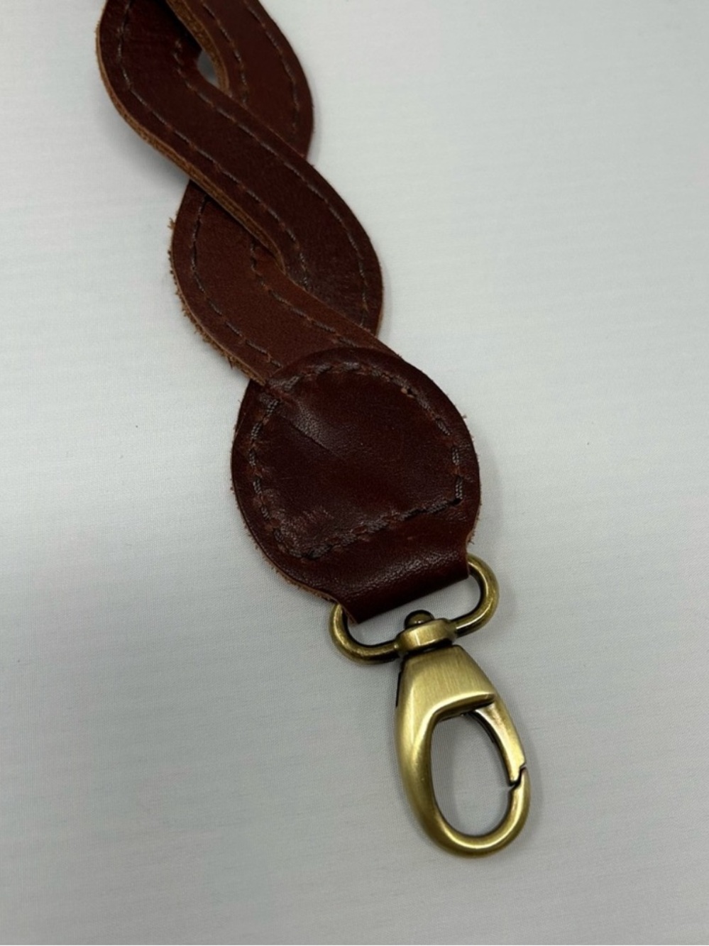 Portland leather goods Braided Leather shoulder Strap in color cognac - Picture 3 of 6